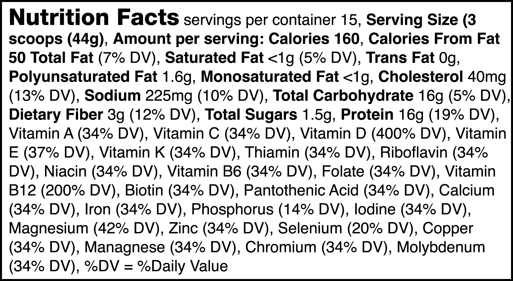 Vida Fuel - Chocolate nutrition facts